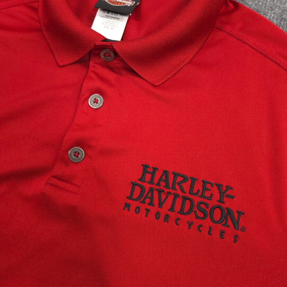 Harley Davidson Performance Polo Shirt Mens M Red Daytona Beach Florida Golf - Picture 3 of 11